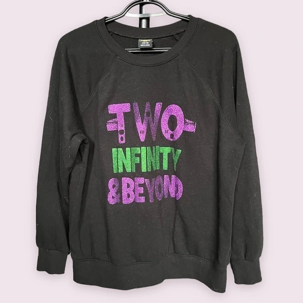 Disney Black Toy Story Two Infinity & Beyond Sparkly Crewneck Sweatshirt Medium